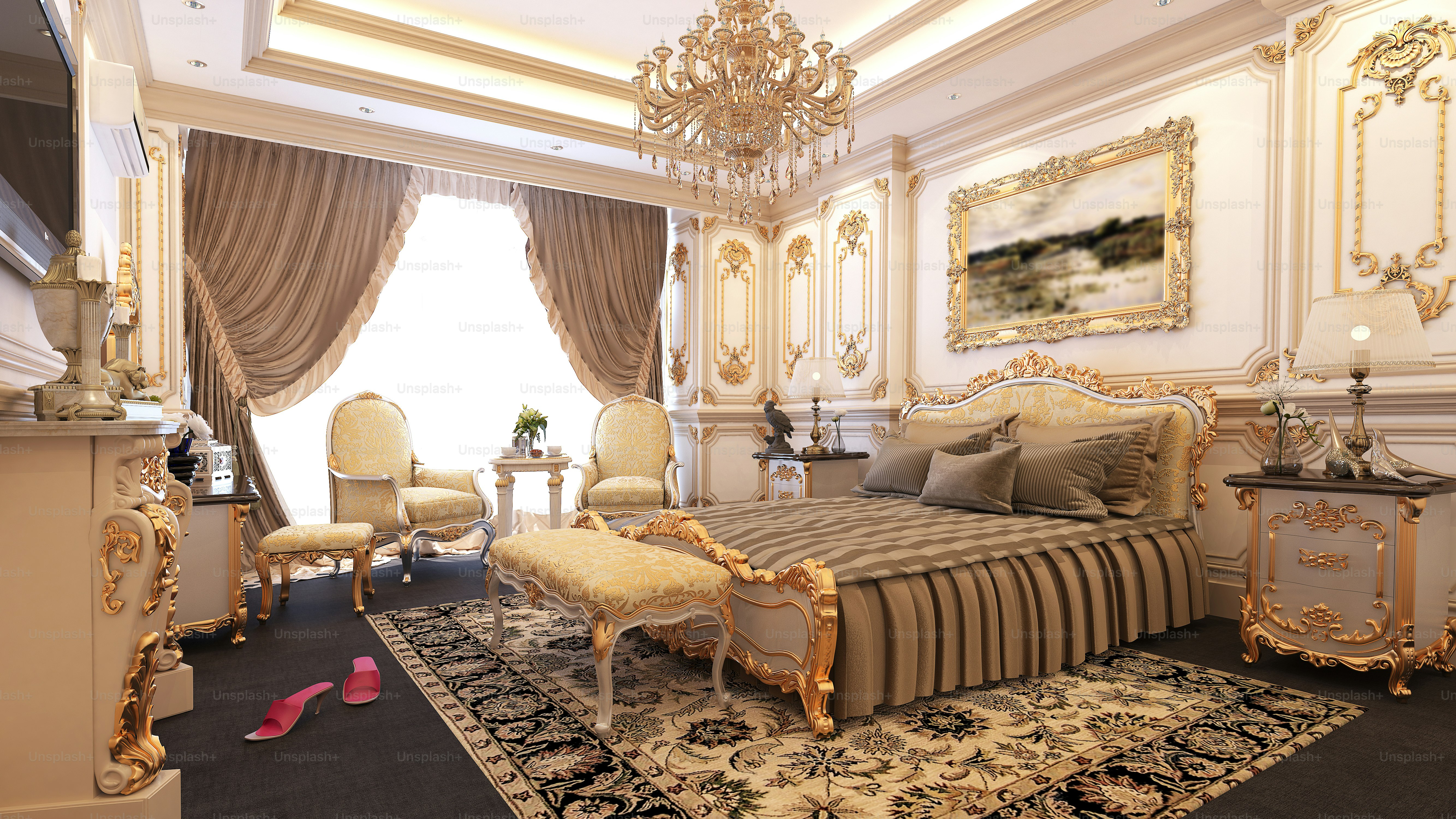 3d render cozy bedroom